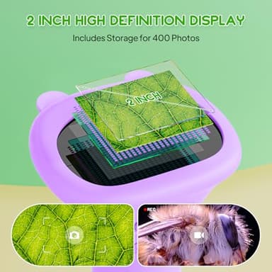 Ashfly Microscope for Kids 200x Zoom 2-Inch HD Kids Microscope Camera - STEM Learning Kit | Portable Science Tool | Perfect for Ages 3-12 Girls | Purple - Image 2