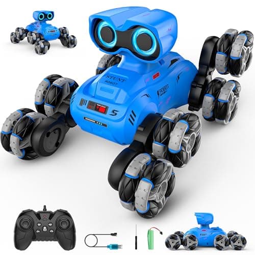 LNNKINE Robot Toys, 8-Wheel Stunt Remote Control Car with Auto-Demonstration, 360° Rotation, LED Eyes, Music, 2.4Ghz, All Terrain Rc Cars, Remote Control Car for Boys 4-7 6-8 8-12 - Image 1