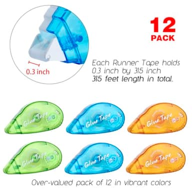 12 Pack Double Sided Tape Roller, Scrapbooking Tape, Permanent Adhesive Tape Dispenser Runner for Crafts and Arts Projects, Photo-Safe - Image 3