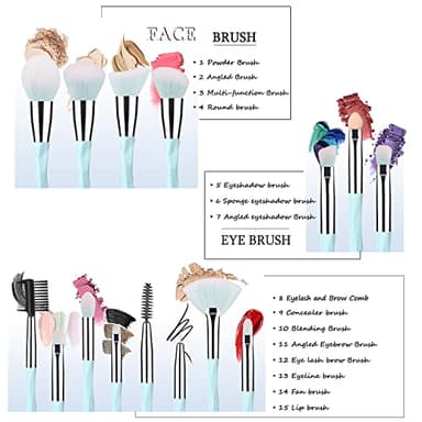 111 Pink Blue Gradient Makeup Brushes and Makeup Sponges Set 18Pcs/Set ,Soft Synthetic Fiber Makeup Brush Set,Suitable for Beginners/Makeup Artists, Valentine's Day, Christmas gifts - Image 3