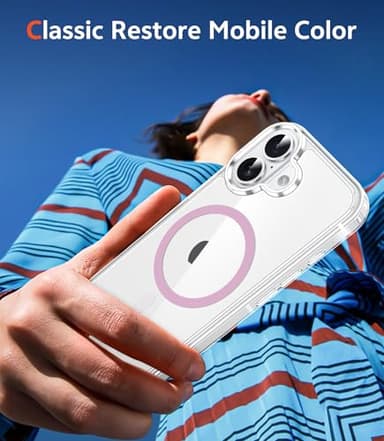 FNTCASE for iPhone 17 Case Clear: Magnetic Transparent Phone Cases with Screen Protector Slim Anti Yellowing Military Grade Drop Protection Rugged Shockproof Protective Cell Phone Cover (F-Pink) - Image 7