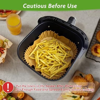 360 Pcs 6.5” Square Unbleached Heavy Duty Air Fryer Paper Liners Disposable, Non-Stick & Non-Leak Parchment Paper Liners for Airfryer Basket, Deep Fryer Parts & Accessories - Image 7