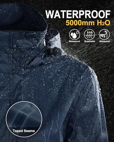 33,000ft Women's Rain Jacket Waterproof Lightweight Packable Raincoat with Hood for Golf Hiking Travel Windbreaker - Image 2