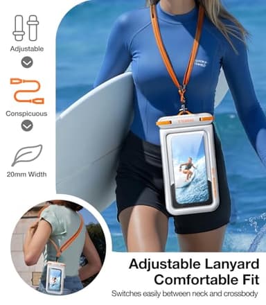 TORRAS IP68 Waterproof Phone Pouch Double Space, Floating Waterproof Phone Case with Lanyard for iPhone 17 Pro Max 16 15 14 S25 S24, Phone Dry Bag Vacation Cruise Ship Travel Essentials 7.0'', White - Image 8