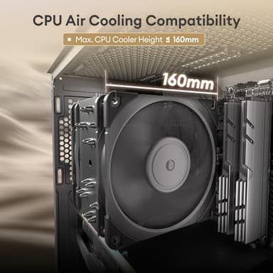 Okinos Oak Wood ATX PC Case, 4 x 120mm 3 Pin Non-PWM Case Fans Pre-Installed, Type-C Port, Tempered Glass Side Panel, Black Mid-Tower Computer Case, Cypress 5 AIR - Image 5