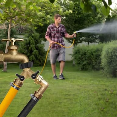 Stanbroil Garden Hose Splitter 2 Way, Heavy Duty Hose Y Splitter with Shutoff Valve, 3/4" Brass Connector Tap Splitter, 2 Packs - Image 2
