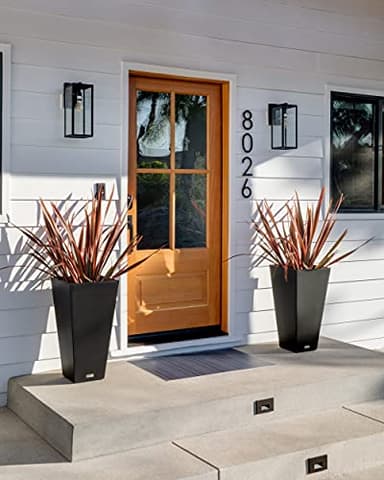 Veradek V-Resin Indoor/Outdoor Taper Planter, Set of 2 (30 inch, Black) - Image 4