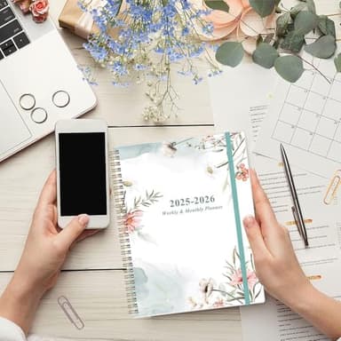 Planner 2025-2026 - 8.5" x 11" Weekly Monthly Planners from July 2025 to June 2026, Acacemic Year Planner with 12 Monthly Tabs, Inner Pocket, Elastic Closure, Pink Flower - Image 9