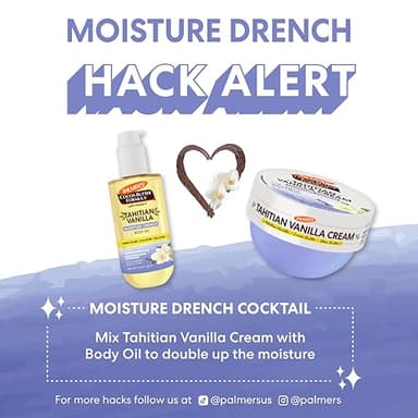 Palmer's Cocoa Butter Formula Body Cream, Moisture Drenching Tahitian Vanilla, 8.8 Oz, 72Hr Hydration with Shea Butter & Vitamin E for Softer Skin, Protects & Soothes Dryness, Dermatologist Approved - Image 7