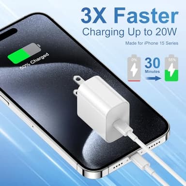 iPhone 17 16 15 Fast Charger Block and 10ft USB C to C Cable Cord Long for Apple iPhone 17 Pro Max/17 Air/16 Pro Max/16/15 Plus/15/iPad Mini/Samsung,Type C Wall Charging Power Adapter Plug Cube Brick - Image 2