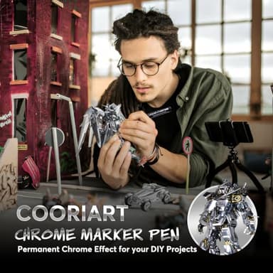 COORIART 3PK Liquid Chrome Markers - Permanent Mirror Chrome Pens, Chrome Paint Pens for Plastic, Metal, Model Painting, Touch Up & Repair Kit, Set of 3 Tips (0.7mm, 1mm, 3mm) - Image 6