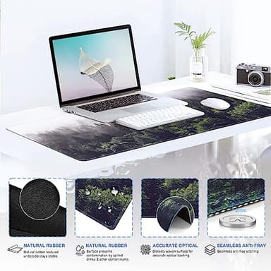 iCasso Desk Mat, Gaming Mouse Pad Wrist Support Set,4in1 XXL Large Mousepad + Keyboard Wrist Rest+Mouse Wrist Rest+Coaster Set with Ergonomic Design for Home Office Table Computer-Forest - Image 4
