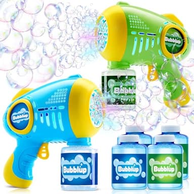 JOYIN 2 Kids Bubble Guns with 4 Bottles Solution, Automatic Bubble Machine Gun with 8 Holes for Kids, Adults, Summer Toys, Easter Basket Stuffers, Birthday Gift, Party Favors - Image 1