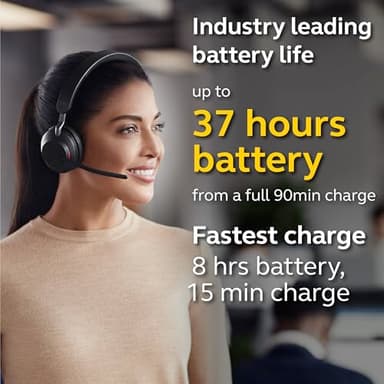 Jabra Evolve2 65 MS Wireless Headset with Link380c, Mono, Black – Wireless Bluetooth Headset for Calls and Music, 37 Hours of Battery Life, Passive Noise Cancelling Headphones - Image 4