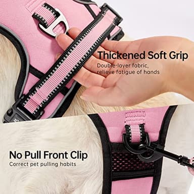 NESTROAD No Pull Dog Harness,Adjustable Oxford Medium Dog Harness with Leash,Reflective No-Choke Pet Vest Harness with Easy Control Soft Handle for Small Medium Large Dogs(M,Pink) - Image 3