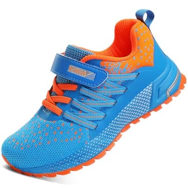KUBUA Kids Sneakers for Boys Girls Running Tennis Shoes Lightweight Breathable Sport Athletic Blue Orange A Size US 13 Little Kid - Image 1