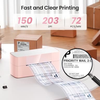 Itari Thermal Shipping Label Printer, 245BT Pink Thermal Label Printer 4x6, Bluetooth Address Label Printers for Business, Support iOS, Android, Windows, Amazon, Shopify, USPS - Image 2