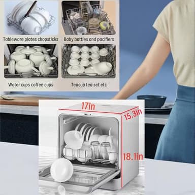 Dishwasher Countertop dishwasher Portable small automatic cleaning 4 cleaning modes and drying and disinfection mode Automatic water absorption and connection to the faucet - Image 2