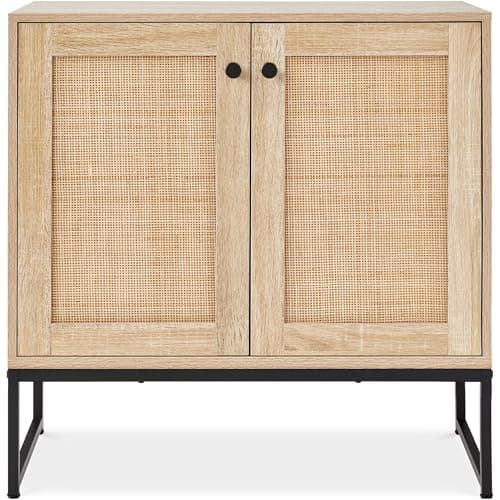 Best Choice Products 2-Door Rattan Storage Cabinet, Accent Furniture, Multifunctional Cupboard for Living Room, Hallway, Kitchen, Sideboard, Buffet Table w/Non-Scratch Foot Pads - Natural - Image 1