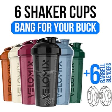 VELOMIX -6 PACK- 28 oz Protein Shaker Bottle for Protein Mixes - 6x Wire Whisk | Leak Proof Shaker Cups for Protein Shakes | Protein Shaker Bottle Pack | Protein Shake Cup (Earth Tones Collection) - Image 3