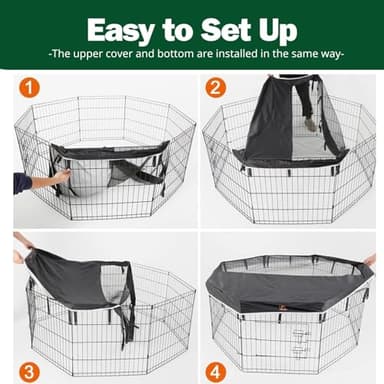 PJYuCien Dog Playpen, 8 Panels 24’’H Dog Pens Indoor with Top Cover, Metal Foldable Pet Puppy Exercise Fence Crate Kennel, Better for Small Animals - Image 4