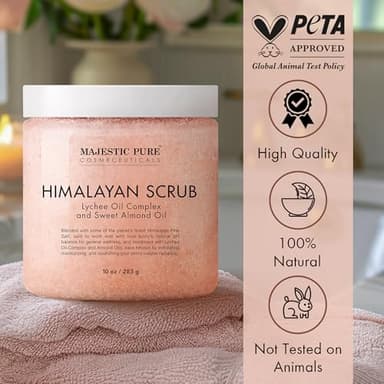 MAJESTIC PURE Himalayan Salt Body Scrub with Lychee Oil, Exfoliating Salt Scrub to Exfoliate & Moisturize Skin, Deep Cleansing - 10 oz - Image 4