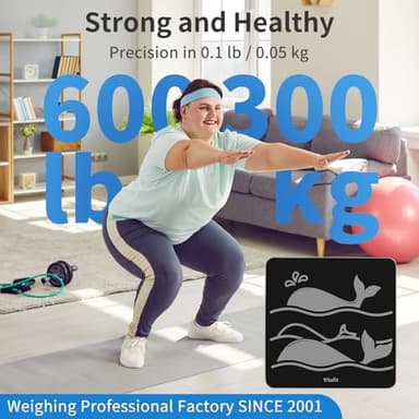 Vitafit Amazing 600lb Smart Bathroom Scale for Body Weight in 0.1lb, High Accuracy Assured by Scale Professional Factory Since 2001, Large Platform with 8mm Non-Slip Tempered Glass, LED, 3*AAA, Black - Image 2