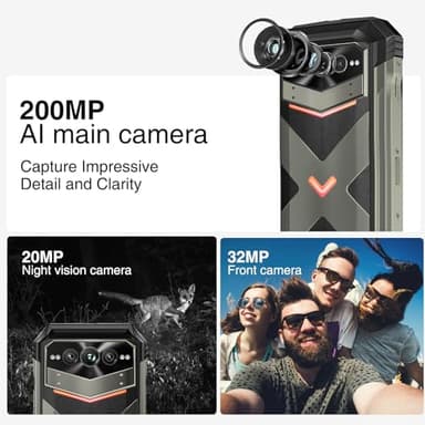 DOOGEE V MAX Plus(2024) 5G Rugged Smartphone,22000mAh 36GB+512GB Android 14 Rugged Phone,200MP+32MP+20MP Night Vision Rugged Cell Phone,6.58" FHD+120Hz IPS Screen,IP68/IP69K Waterproof Phone,NFC/OTG - Image 4