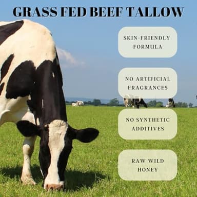 FRANDORA Beef Tallow & Honey Balm – All-Natural Moisturizer Hydrates and Nourishes the Skin, Grass-fed Beef Tallow Honey Balm blend - Ultra-Nourishing Moisturizer for Face, Body & Hands. - Image 3