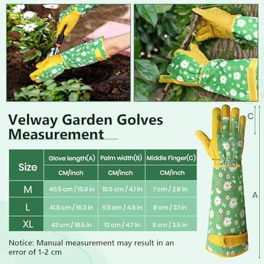 Velway Long Gardening Gloves for Women - Thorn Proof & Rose Pruning Forearm Protection Garden Gloves - Breathable Leather Long Garden Gloves Gifts & Tools for Gardener Yard Work Medium - Image 6
