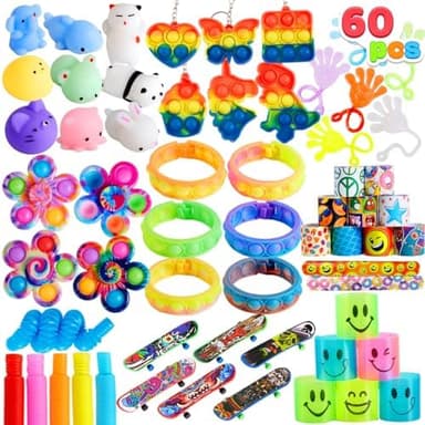 JOYIN 60 Pcs Party Favors for Kids, Fidget Toys Pack, Sensory Toy, Goodie Bags Fillers for Kids Birthday Party, Prizes in Bulk for School, Pinata Stuffers, Classroom Prizes, Treasure Box Toys Autism - Image 3