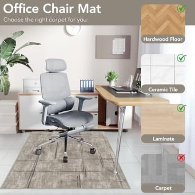 Office Chair Mat for Hardwood Floor&Tile Floor,36"X 48" Heavy Duty Desk Chair Mat for Hard Floors,Under Desk Rug for Rolling Computer Chair,Anti Slip,Low Pile Carpet Floor-Khaki - Image 4