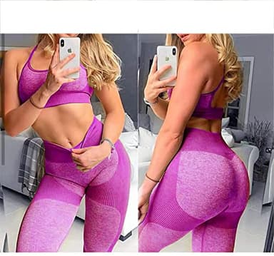 OLCHEE Women’s Workout Sets 2 Piece - Seamless Yoga Leggings and Cross-Strap Sports Bra Gym Outfits Activewear Matching Set - Pink Small - Image 5