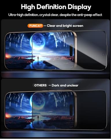 FUNCAT GLOBAL 3 Pack for iPhone 16 Pro Max Tempered Glass Privacy Screen Protector, Dust Free CABIN, Auto Positioning, Bubble Free, Privacy Protection, Easy Installation,9H+ Hardness - Image 6