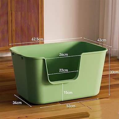 TownTime Extra Large Litter Box with High Sides 24.60" Lx16.92 Wx12.99 H,Anti-Splashing Kitty Litter Box,Tool-Free Assembly,Multi cat Litter Box,Jumbo Litter Box (Green) - Image 4
