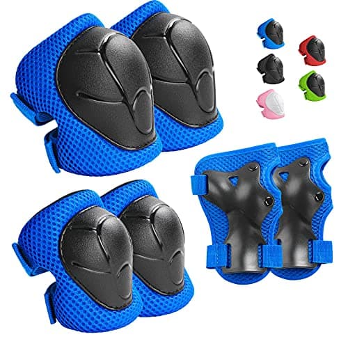 Kids Protective Gear Set Wemfg Knee Pads for Kids 3-8 Years Toddler Knee and Elbow Pads with Wrist Guards 3 in 1 for Skating Cycling Bike Rollerblading Scooter(Blue) - Image 1