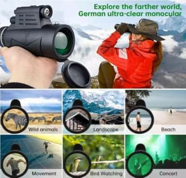 120X50 High Power Monocular Telescope for Adults – HD Starscope Monocular with Night Vision, Laser & UV Light – Waterproof Compact Spotting Scope for Bird Watching, Hunting, and Travel - Image 7