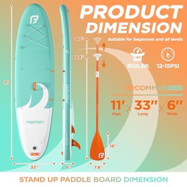 FBSPORT 11' Premium Stand Up Paddle Board, Yoga Board with SUP Accessories & Carry Bag | Wide Stance, Surf Control, Non-Slip Deck, Leash, Paddle and Pump for Youth & Adult - Image 2