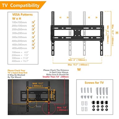 5Rcom Universal Swivel TV Stand for 27-60 inch Curved/Flat Screen TVs, Table Top TV Base Replacement Holds up to 88 lbs, Height Adjustable TV Stand Mount with Tempered Glass Base, MAX VESA 400x400mm - Image 9