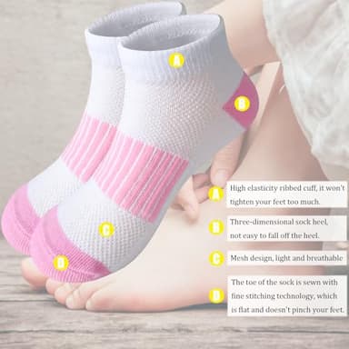 Bemeol Girls Socks 12 Pairs Ankle Socks Girls Athletic Running Low Cut Casual Sock(7-10 Years) - Image 3