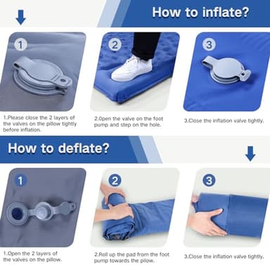 FNARMW Double Sleeping Pad Camping, Self Inflating 6'' Extra-Thick 2 Person Pillow Built-in Foot Pump Waterproof Inflatable Sleeping Mat Backpacking, Tent, Hiking, Portable Camping Pad (Navy Grey) - Image 9
