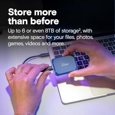 Crucial X10 2TB Portable SSD, Up to 2,100MB/s, USB 3.2 USB-C, External Solid State Drive, Compatible with Windows, Mac & Android, Durable Storage for Games, Photos & Files, Blue - CT2000X10SSD9-02 - Image 2