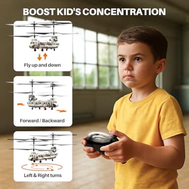 SYMA Remote Control Helicopter, S52H Military Transport RC Helicopters with Altitude Hold, One Key take Off/Landing, LED Light, Low Battery Reminder, Army Toys for Kids and Military Fans - Image 4
