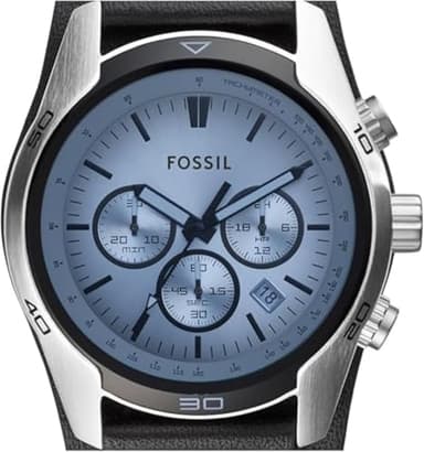 Fossil Men's Coachman Quartz Stainless Steel and Leather Chronograph Watch, Color: Silver, Black (Model: CH2564) - Image 3