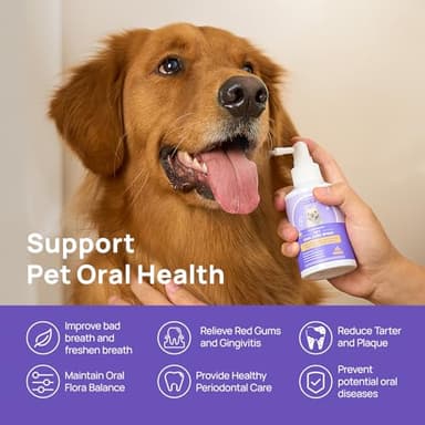 HICC PET Dog Dental Care Spray, Breath Freshener & Teeth Cleaning Spray, Dog Gingivitis Treatment, Prevent Bad Breath & Infections, Relieve Gum Redness, Reduce Plaque & Tartar, No Brushing, 5.1 Fl Oz - Image 2