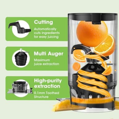 SMALLHOO Juicer Machines, 5.8" Wide Feed Chute Cold Press Juicer for Whole Vegetables & Fruits, High Juice Yield, BPA Free (Slivery) - Image 5