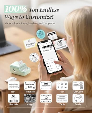 NIIMBOT B21 Label Printer,Bluetooth Thermal Label Maker,Ideal for Home Organization,Business,Ofice,50x30mm Labels,230Pcs(Mint Green) - Image 6