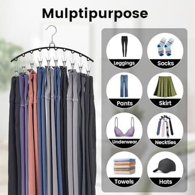 POZEAN 6 Pack Legging Organizer Hangers with Clips, Holds 60 Yoga Pants, Metal Sock Hangers, Space-Saving for Closet Organization and Storage - Image 4
