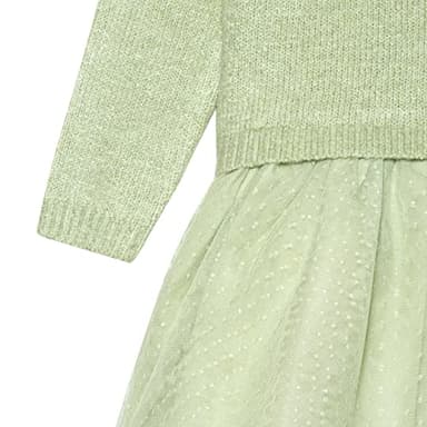Gerber Baby and Toddler Girls Sweater Dress with Tulle Skirt, Green, 24 Months - Image 3