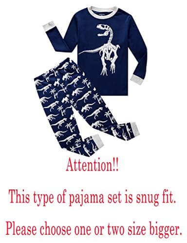 Family Feeling Dinosaur Little Boys Long Sleeve Pajamas Sets Cotton Pyjamas Kids Pjs Size 5 Blue - Image 2